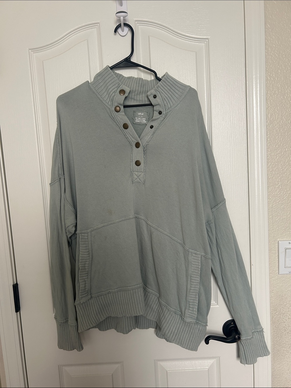aerie Light Sage Snap-Button Cowl Pullover Sweater